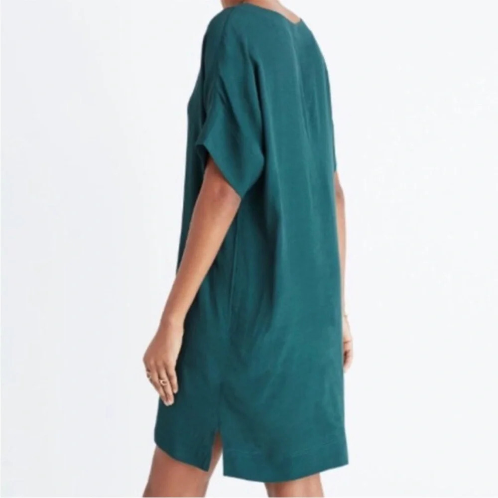 Madewell Green V-neck Novel Tunic Shift Mini Dress - Picture 7 of 8